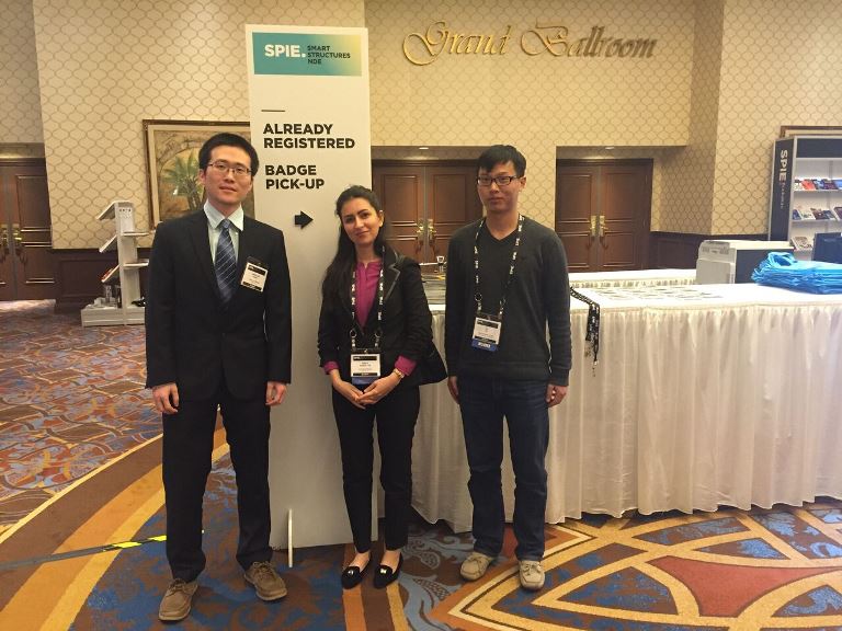 Group members right to left Parisa, Xiangxiong, and Ji at SPIE confrence